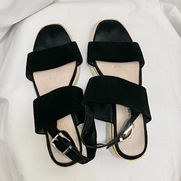 Sol Sana Traci chunky black suede wedge sandals w ankle strap - Picture 4 of 8